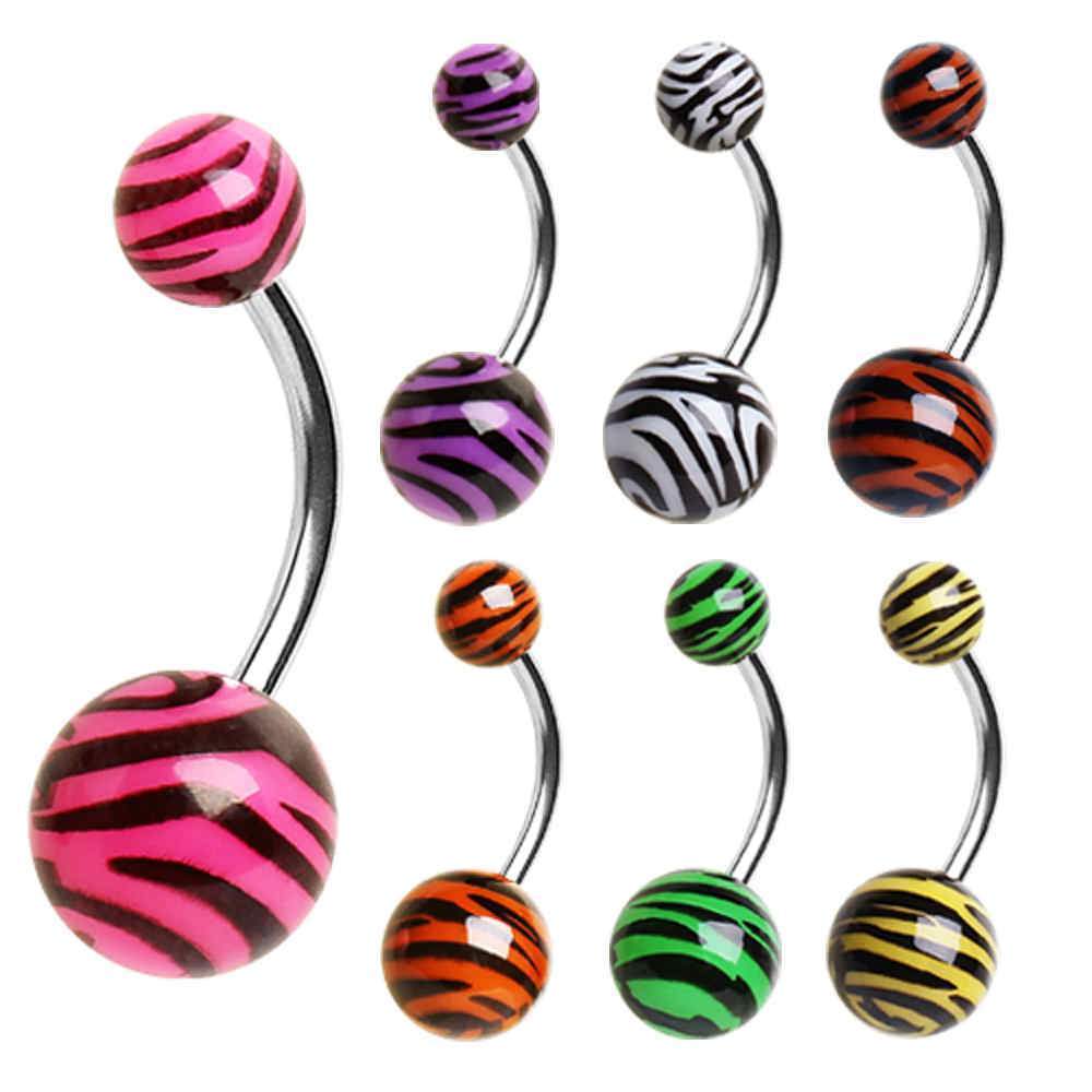 Navel Ring UV Coated Zebra Balls