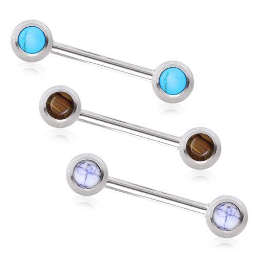 Nipple Barbell Natural Stones - 1 Piece