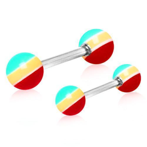 Nipple Barbell UV Acrylic Rasta Balls - 1 Piece