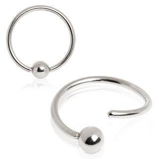 Silver nipple piercing hoop 14g 5/8 diameter annealed fixed bead