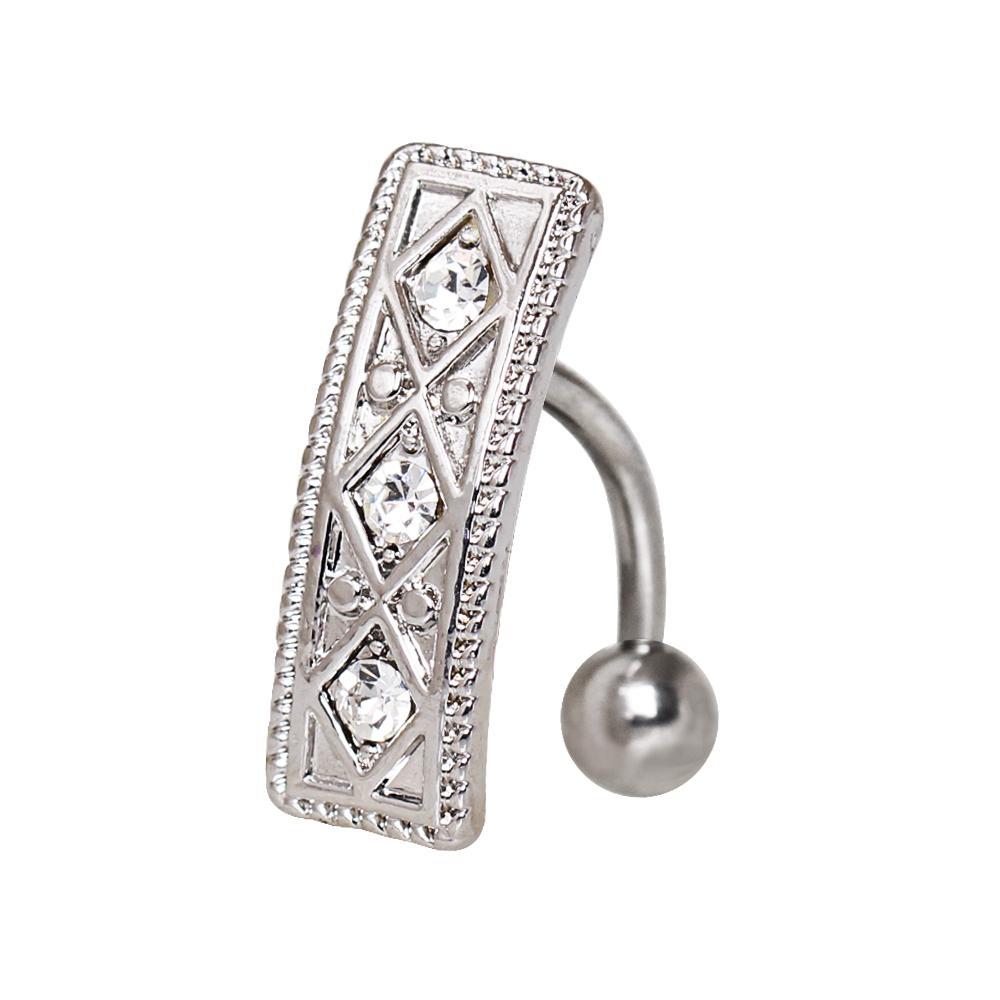 Ornate Rectangular Charm Navel Ring