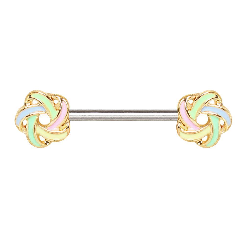 Pastel Flower Pinwheel Nipple Barbell - 1 Piece
