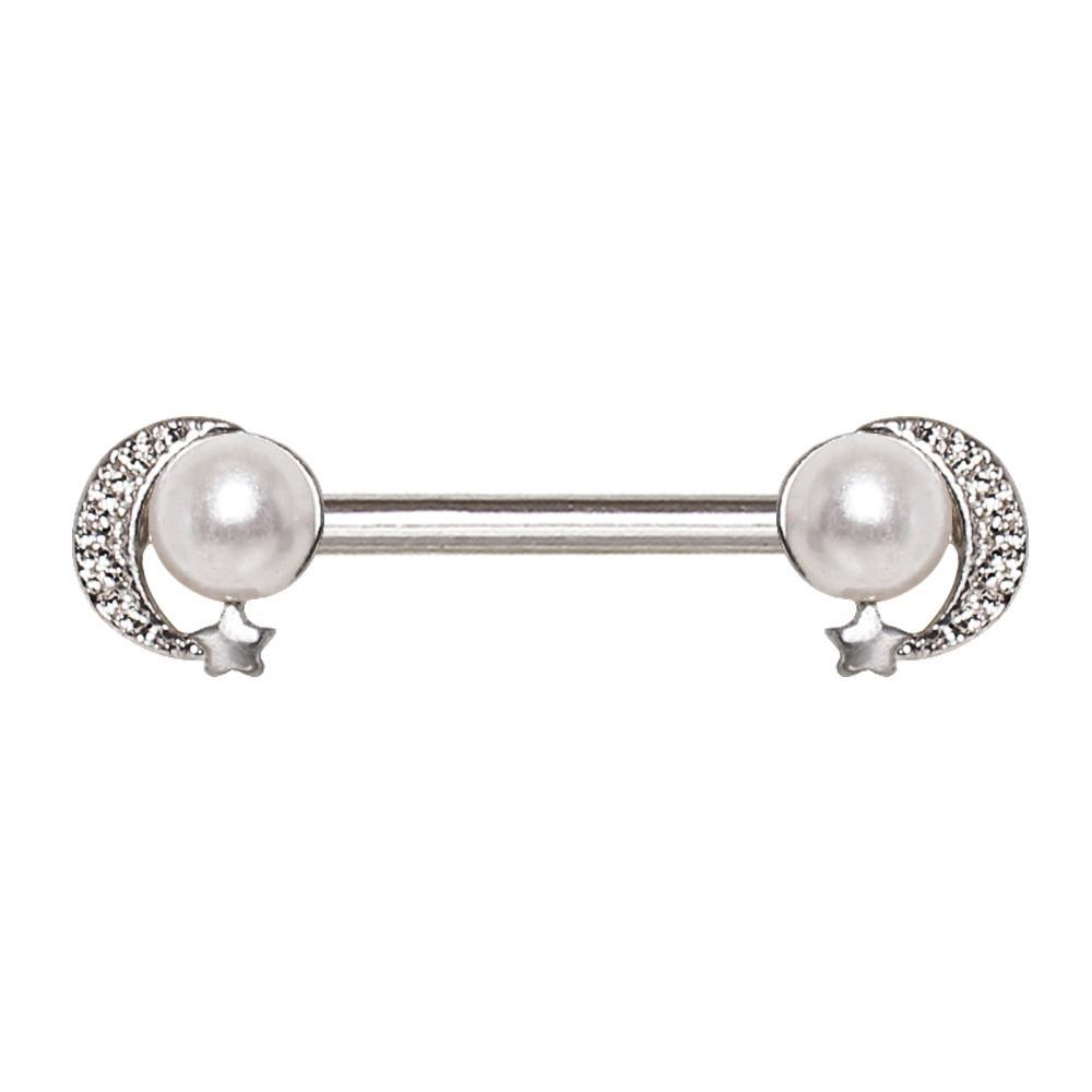 Pearl Moon and Star Nipple Bar - 1 Piece