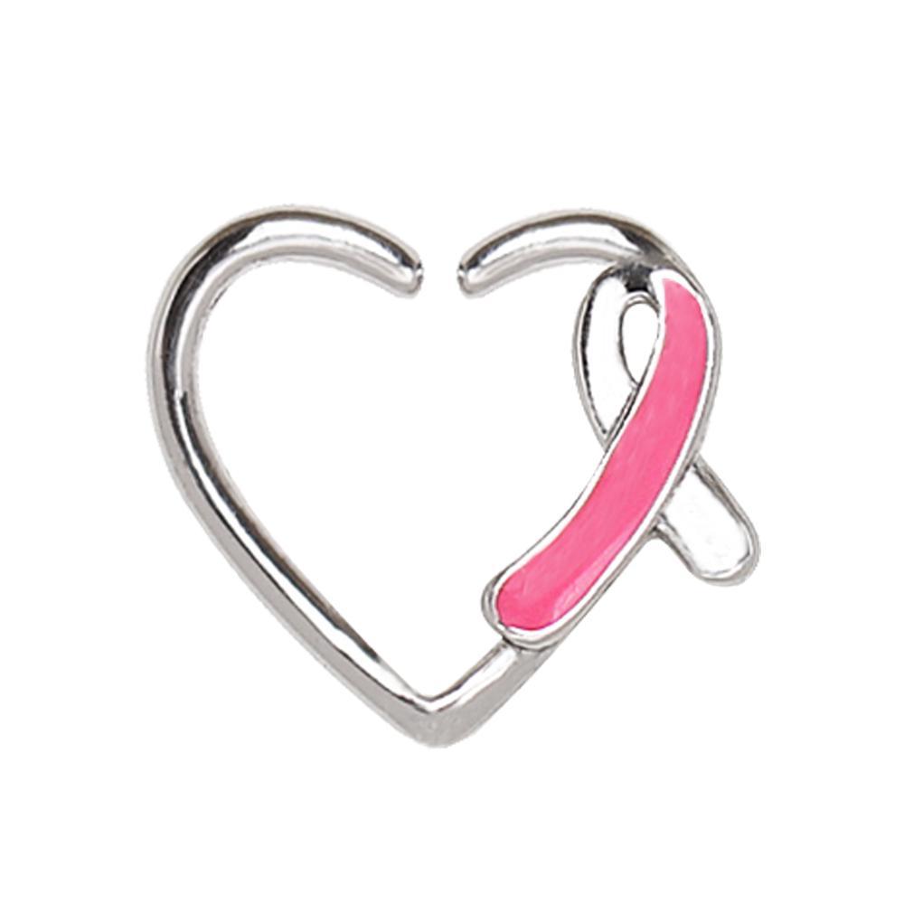 Pink Ribbon Heart Cartilage Earring Bendable Ring - 1 Piece