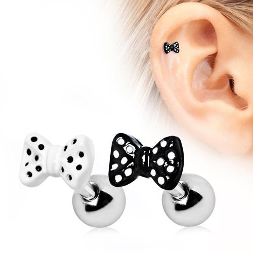 Polka Dots Bow Tie Cartilage Barbell Earring - 1 Piece