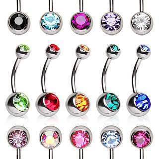 Belly Ring - No Dangle 316L Surgical Steel Press Fit CZ Ball Navel Rings -Rebel Bod-RebelBod