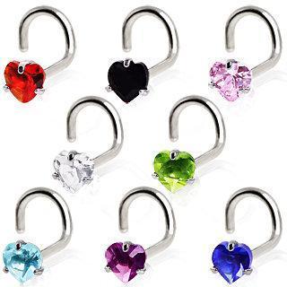 Prong Set Heart CZ Screw Nose Ring