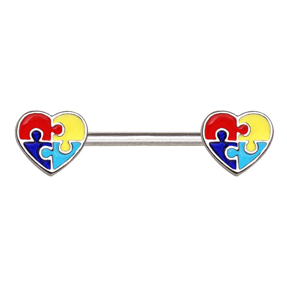 Puzzle Heart Nipple Barbell - 1 Piece