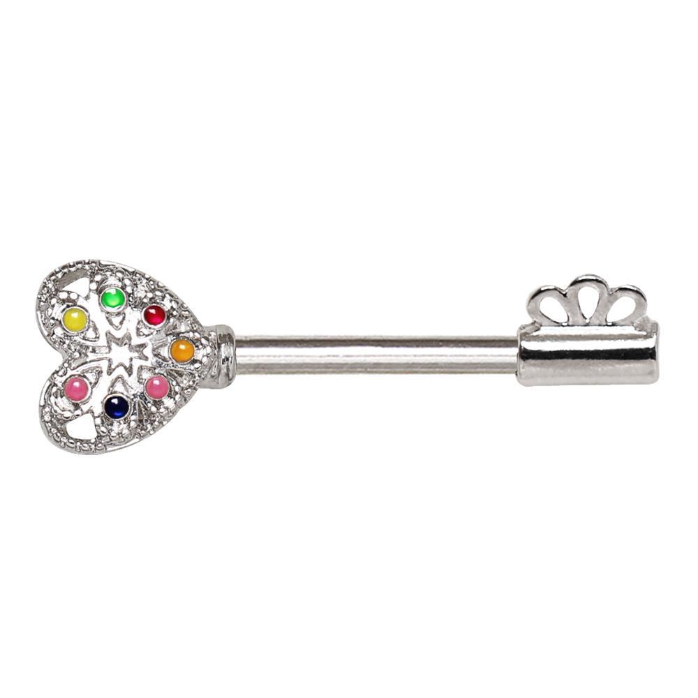 Rainbow Key Nipple Barbell - 1 Piece