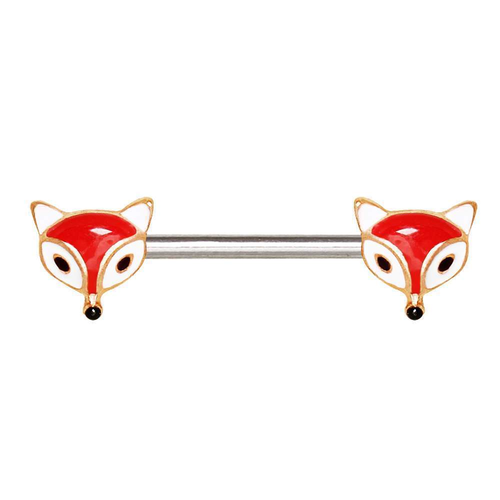 Rose Gold Red Fox Nipple Barbell - 1 Piece