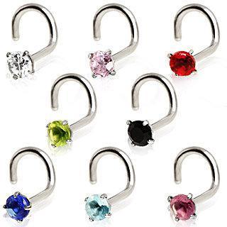 Screw Nose Ring Prong Set Gem