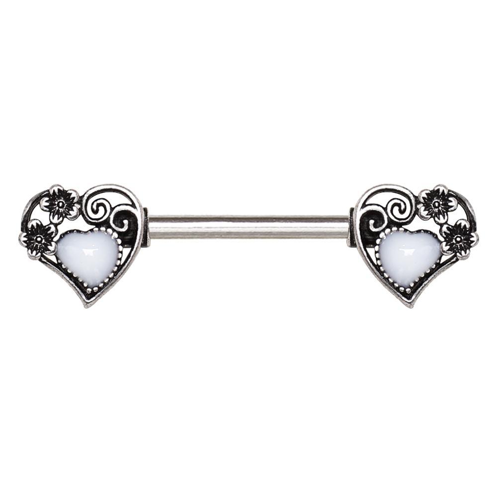 Steampunk Heart Nipple Barbell - 1 Piece