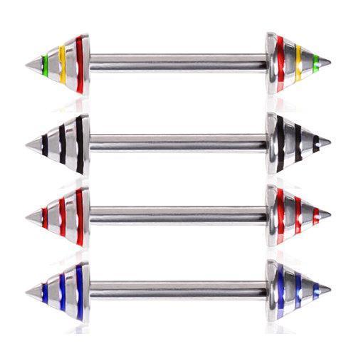 Striped Spike Nipple Barbell - 1 Piece