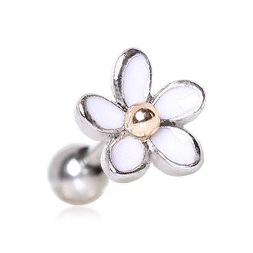 Sweet White Daisy Cartilage Barbell Earring - 1 Piece