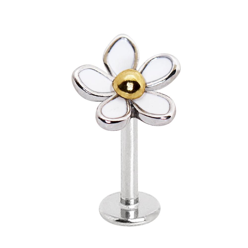 Labret Studs 316L Surgical Steel Sweet White Daisy Labret -Rebel Bod-RebelBod