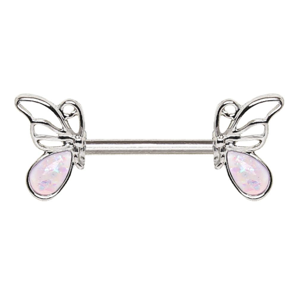 Opal Butterfly Nipple Barbell - 1 Piece