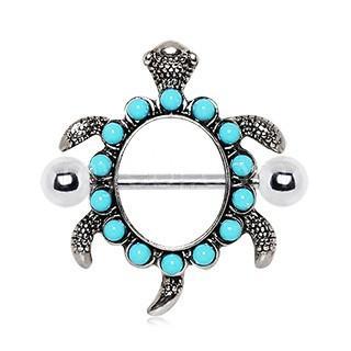 Teal Blue Turtle Nipple Shield Jewelry - 1 Piece