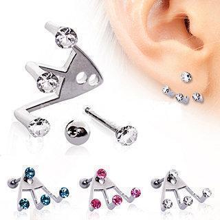 Trident Triple Round CZ Cartilage Earring - 1 Piece