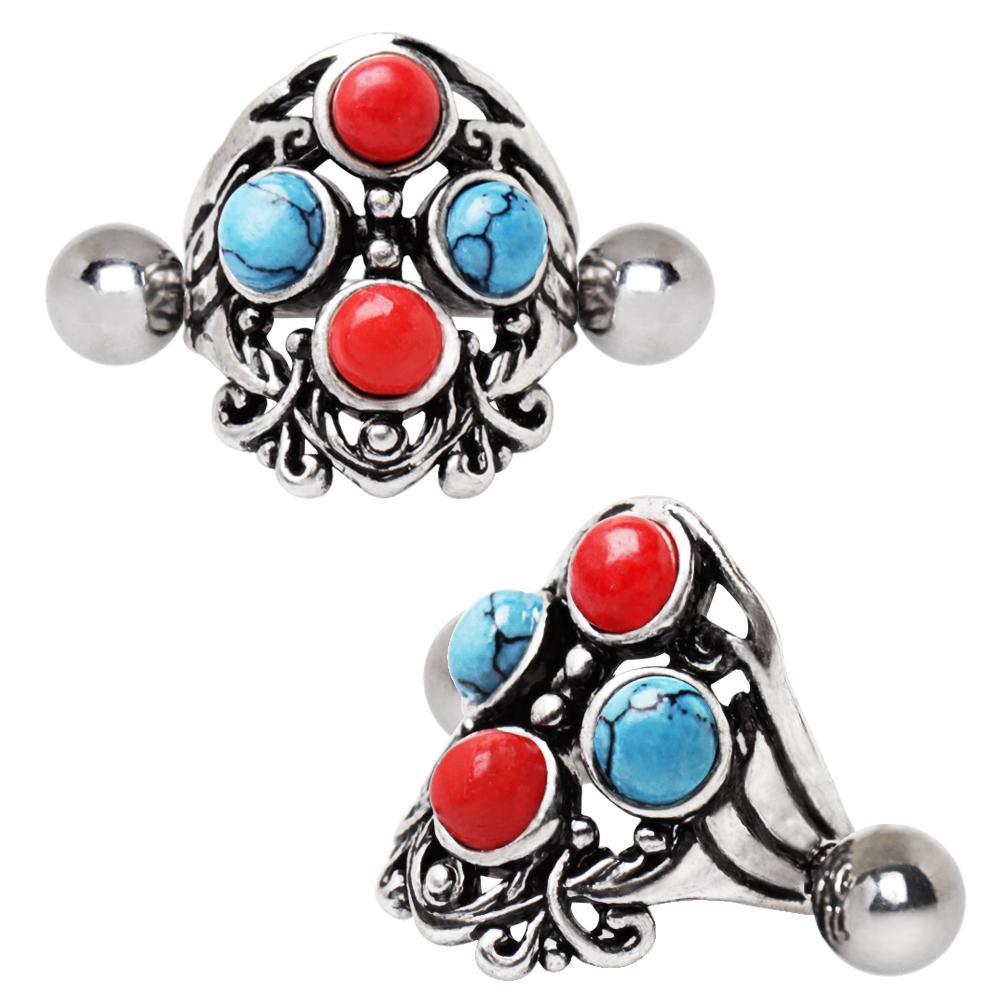 Turquoise Coral Color Ear Cuff Cartilage Cuff Earring - 1 Piece