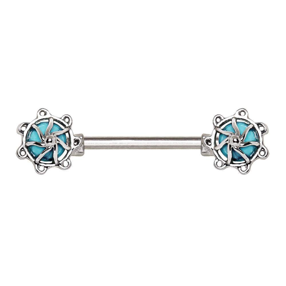 Turquoise Stone Carousel Nipple Barbell - 1 Piece