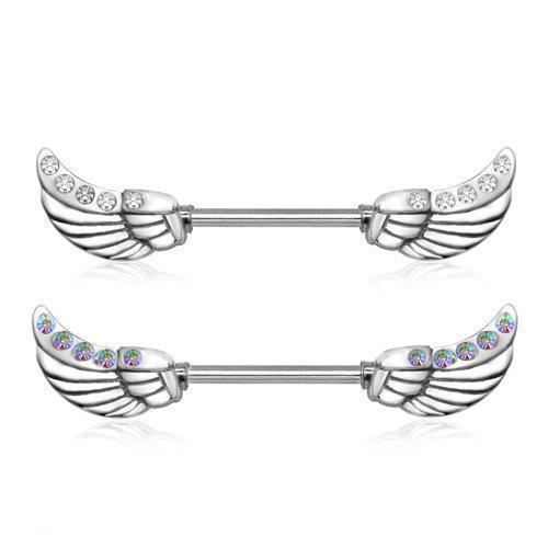 Twinkling Angelic Wings Nipple Barbell - 1 Piece
