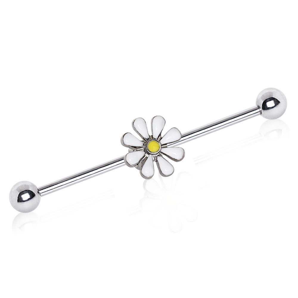 White Daisy Industrial Barbell - 1 Piece