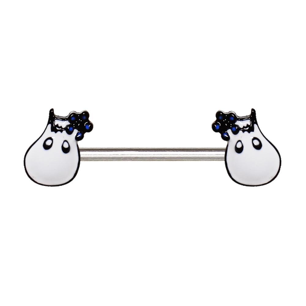 White Hippo Nipple Barbell - 1 Piece