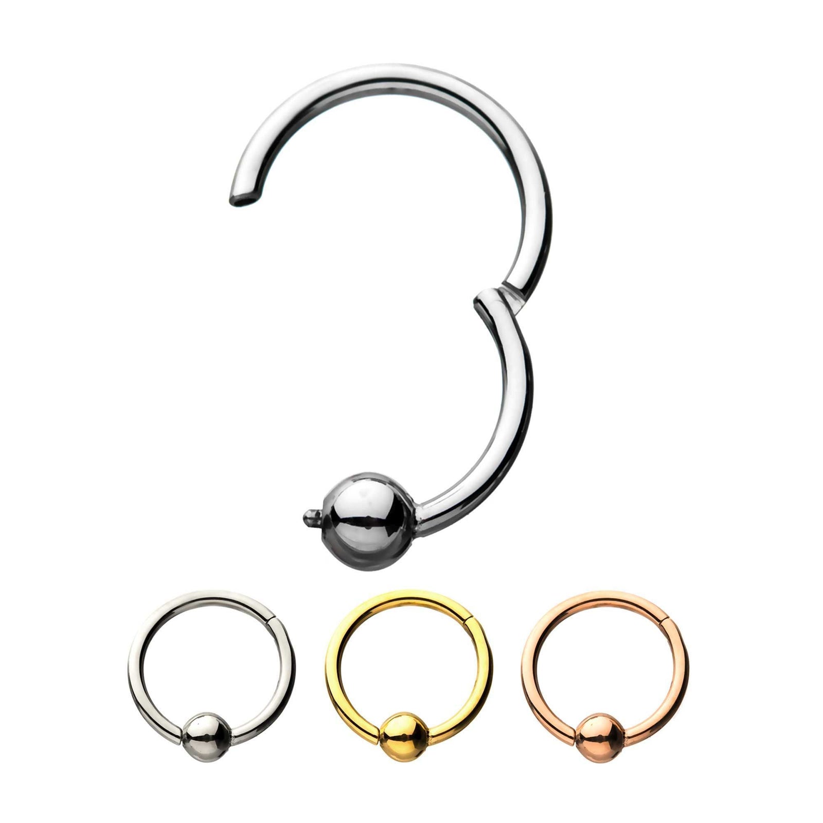 SEAMLESS CLICKER 3mm Ball Attached Clicker Hinged Segment Ring sbvsgrh811-3 -Rebel Bod-RebelBod