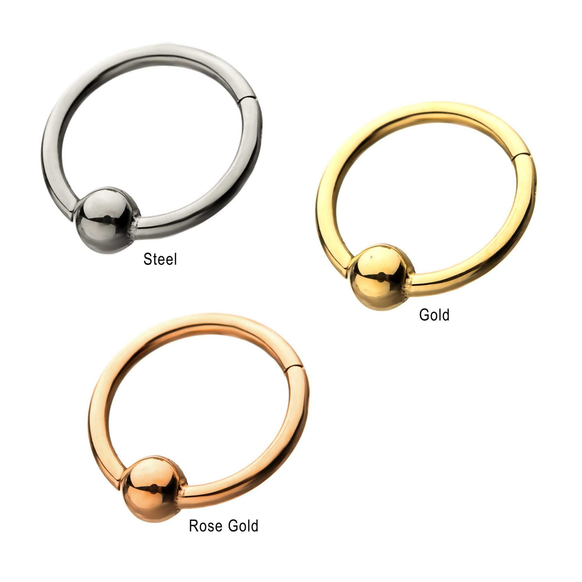 SEAMLESS CLICKER 3mm Ball Attached Clicker Hinged Segment Ring sbvsgrh811-3 -Rebel Bod-RebelBod