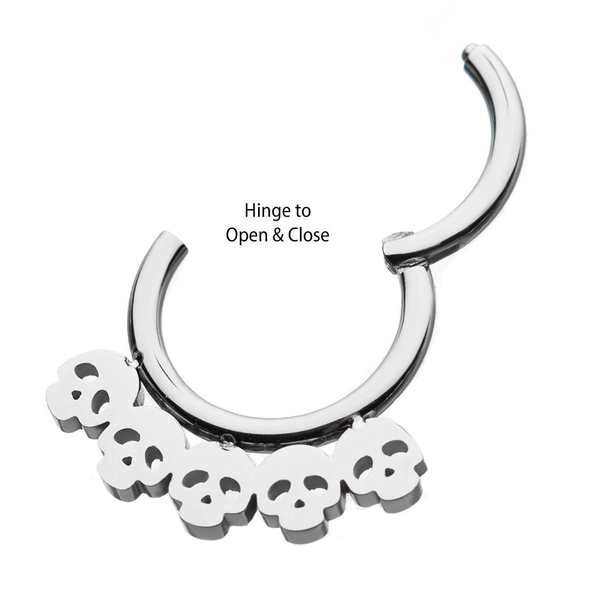 SEAMLESS CLICKER 5 Skull Edged Clicker Hinged Segment Hoop sbvsgrhskl61 -Rebel Bod-RebelBod