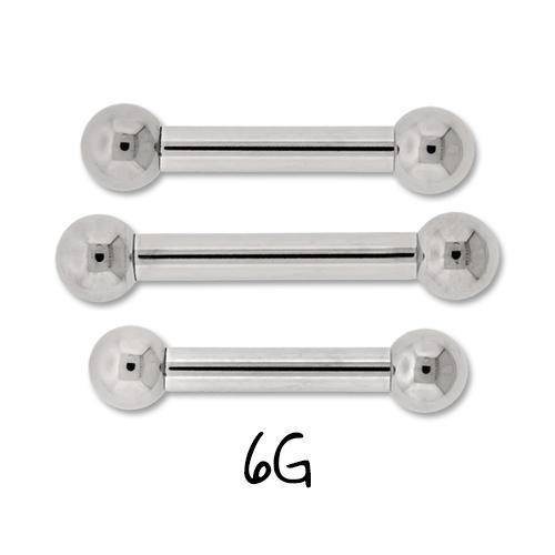6G Internally Threaded Titanium Straight Barbell - 1 Piece