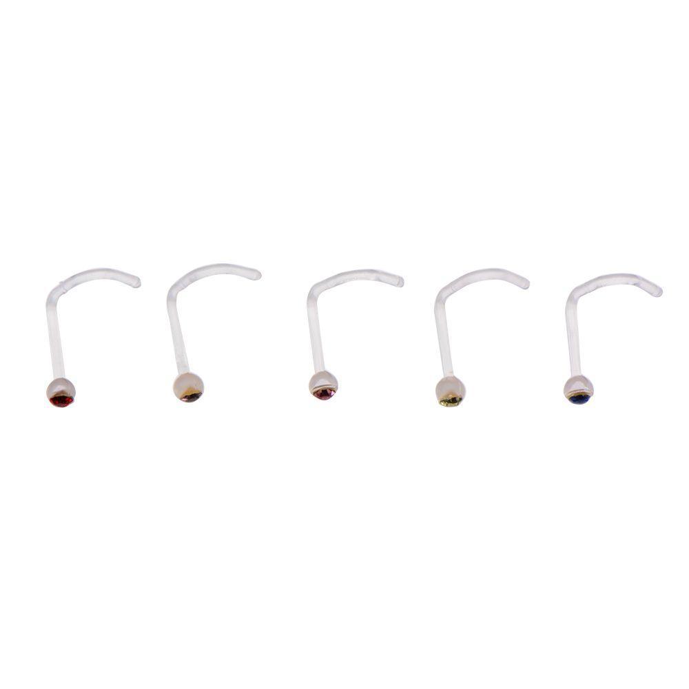 6 Pcs Nose Screw Retainer Gem top Nose Retainer