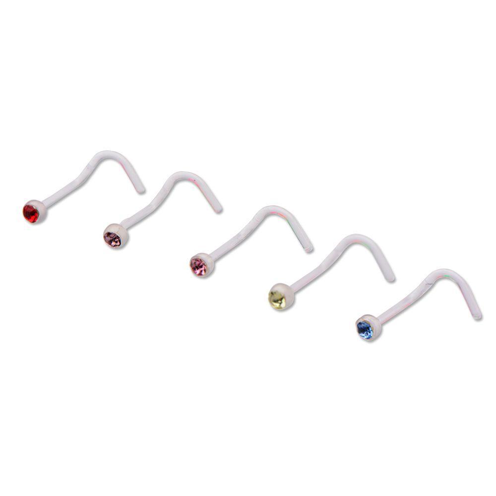 6 Pcs Nose Screw Retainer Gem top Nose Retainer