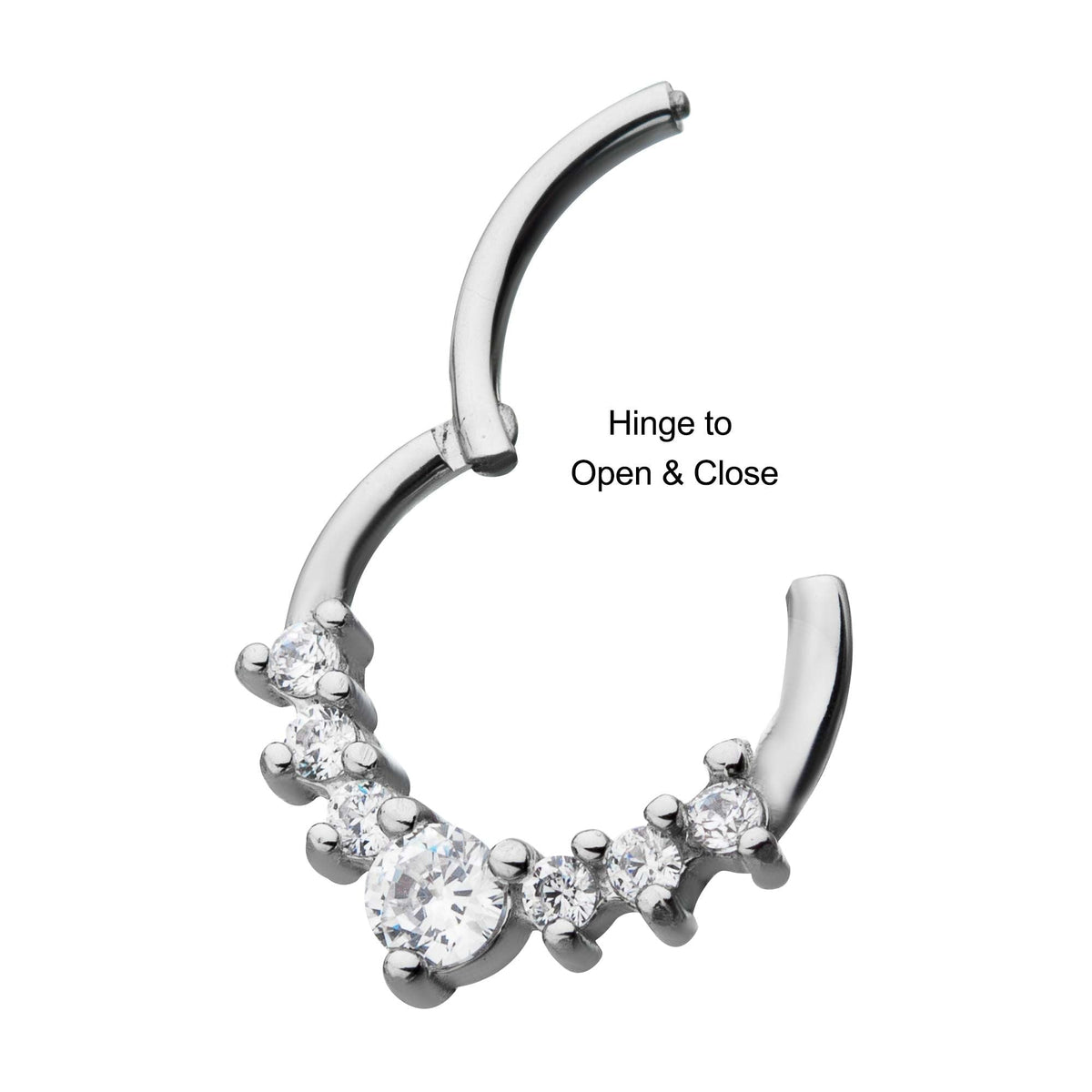 TBD-Cartilage Jewelry 7 Prong Set Clear CZ Hinged Segment rings -Rebel Bod-RebelBod