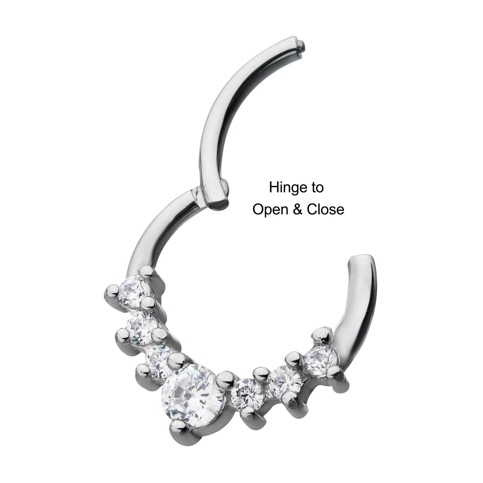 TBD-Cartilage Jewelry 7 Prong Set Clear CZ Hinged Segment rings -Rebel Bod-RebelBod