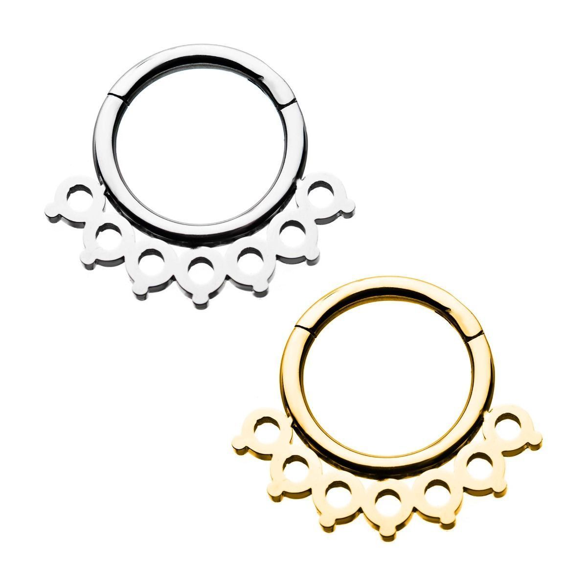 7 Circular Pointed Edged Clicker Hinged Segment Hoop