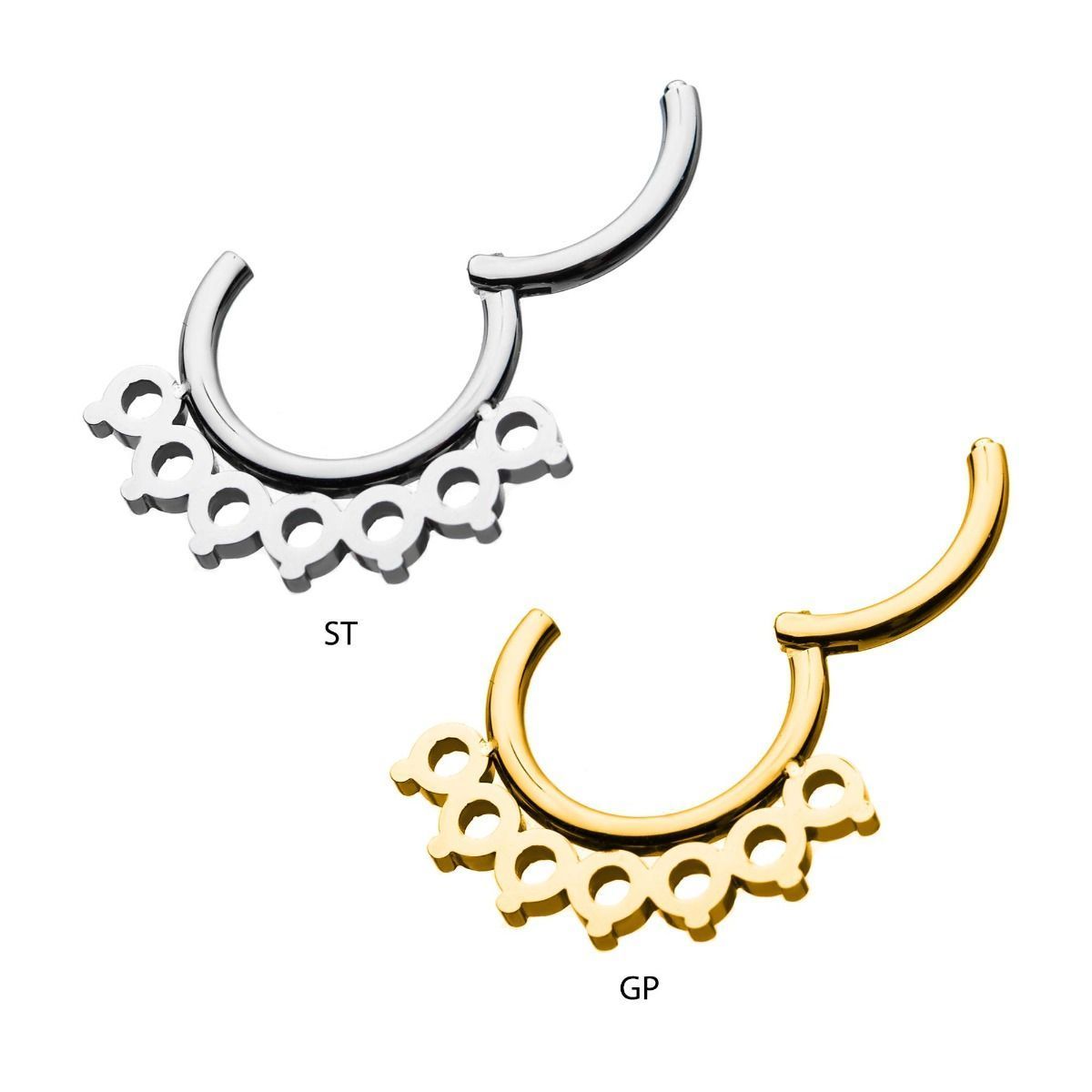 7 Circular Pointed Edged Clicker Hinged Segment Hoop