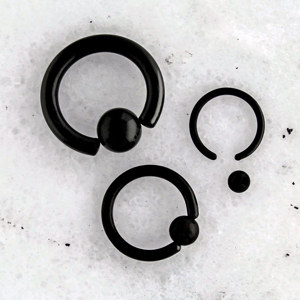 CAPTIVE BEAD RING 8G-2G Black Spring Loaded Captive Bead Ring - 1 Piece -Rebel Bod-RebelBod