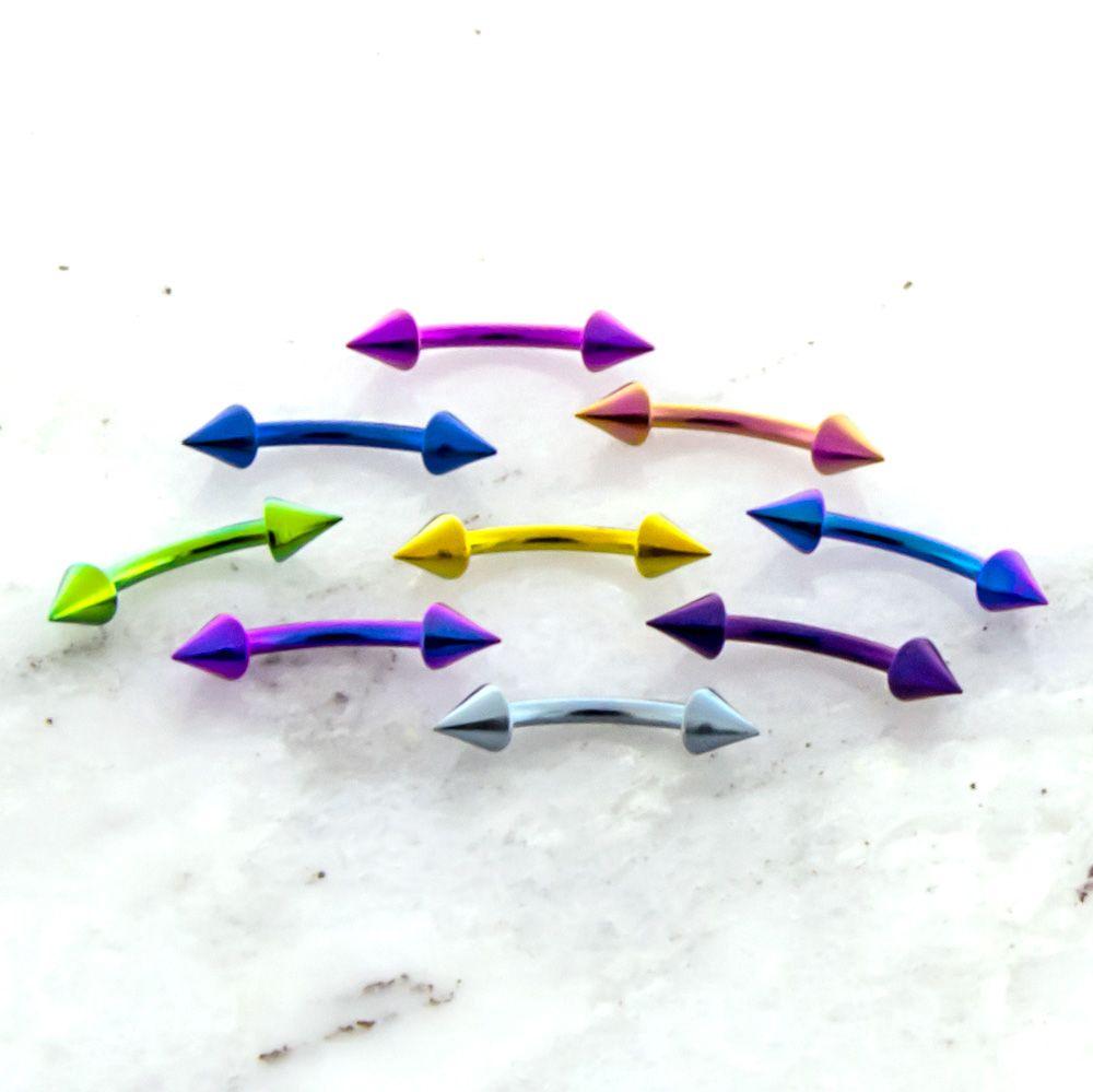 CURVED BARBELL 9 Color 16g Titanium Curved Barbell With Cones Assortment - 1 Piece -Rebel Bod-RebelBod