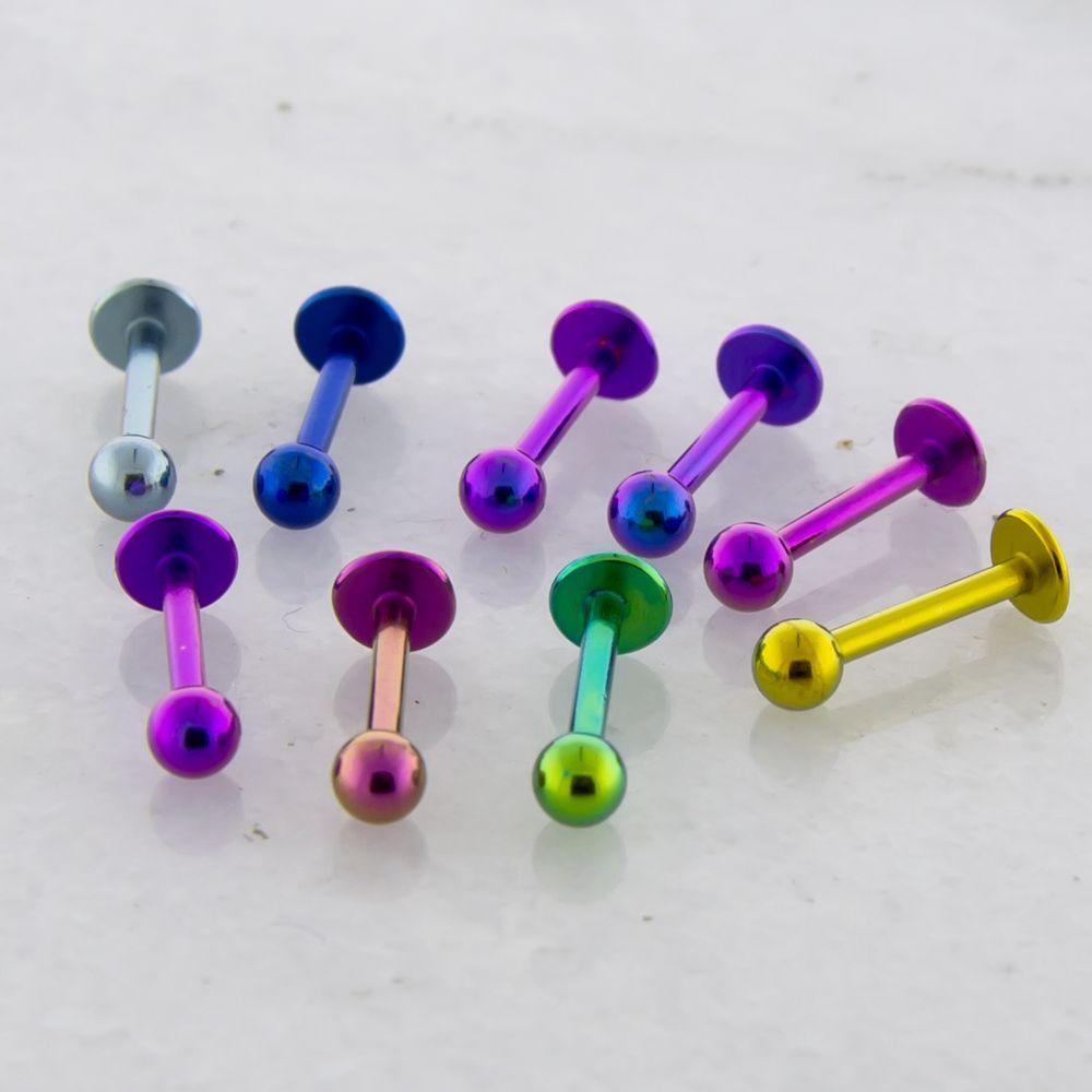 External Threaded Labret 9 Color Titanium Externally Threaded Labret Assortment - 1 Pack - Rebel Bod