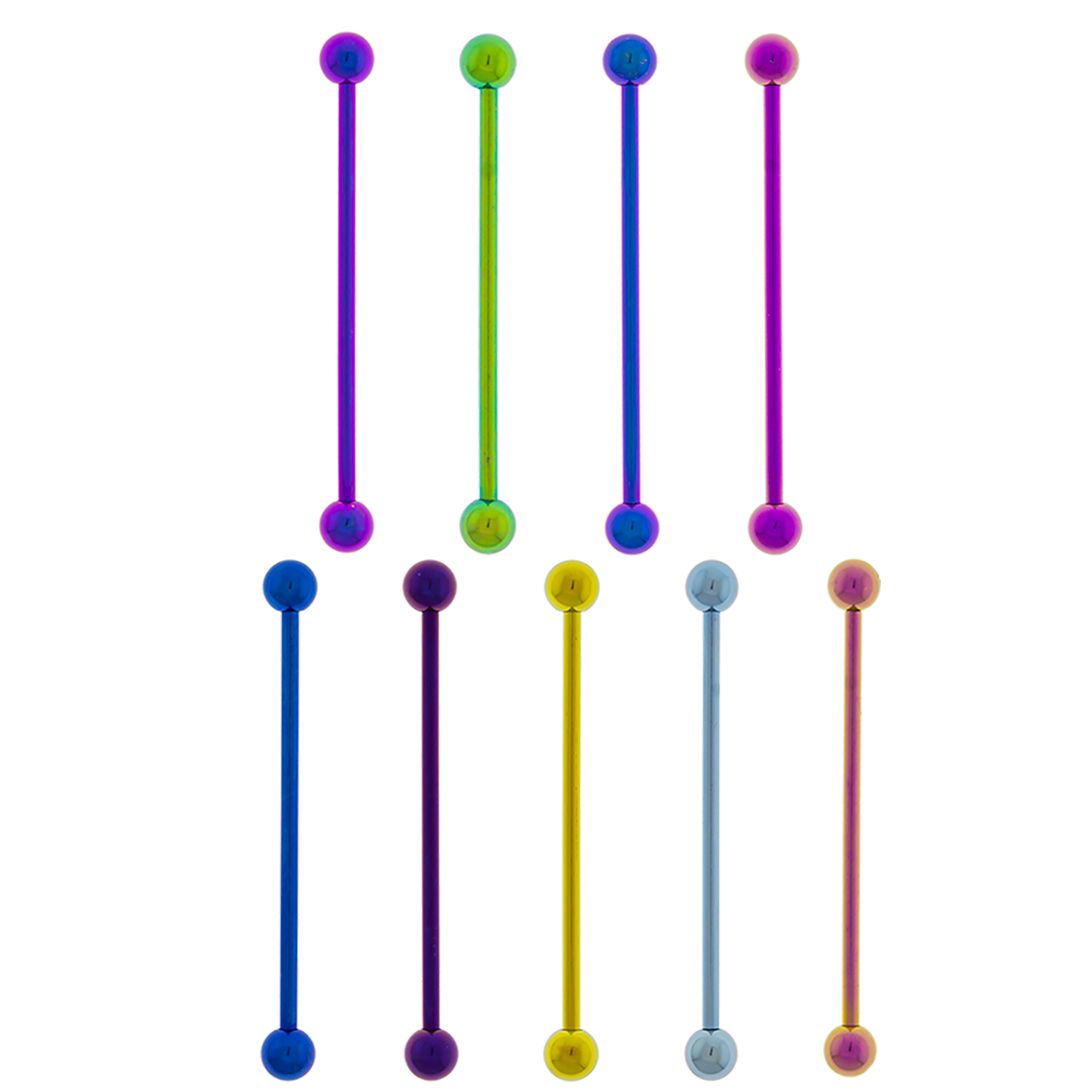 STRAIGHT BARBELL 9 Color Titanium Externally Threaded Straight Barbell Assortment - 1 Piece -Rebel Bod-RebelBod