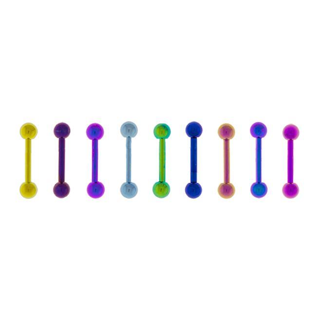 STRAIGHT BARBELL 9 Color Titanium Externally Threaded Straight Barbell Assortment - 1 Piece -Rebel Bod-RebelBod