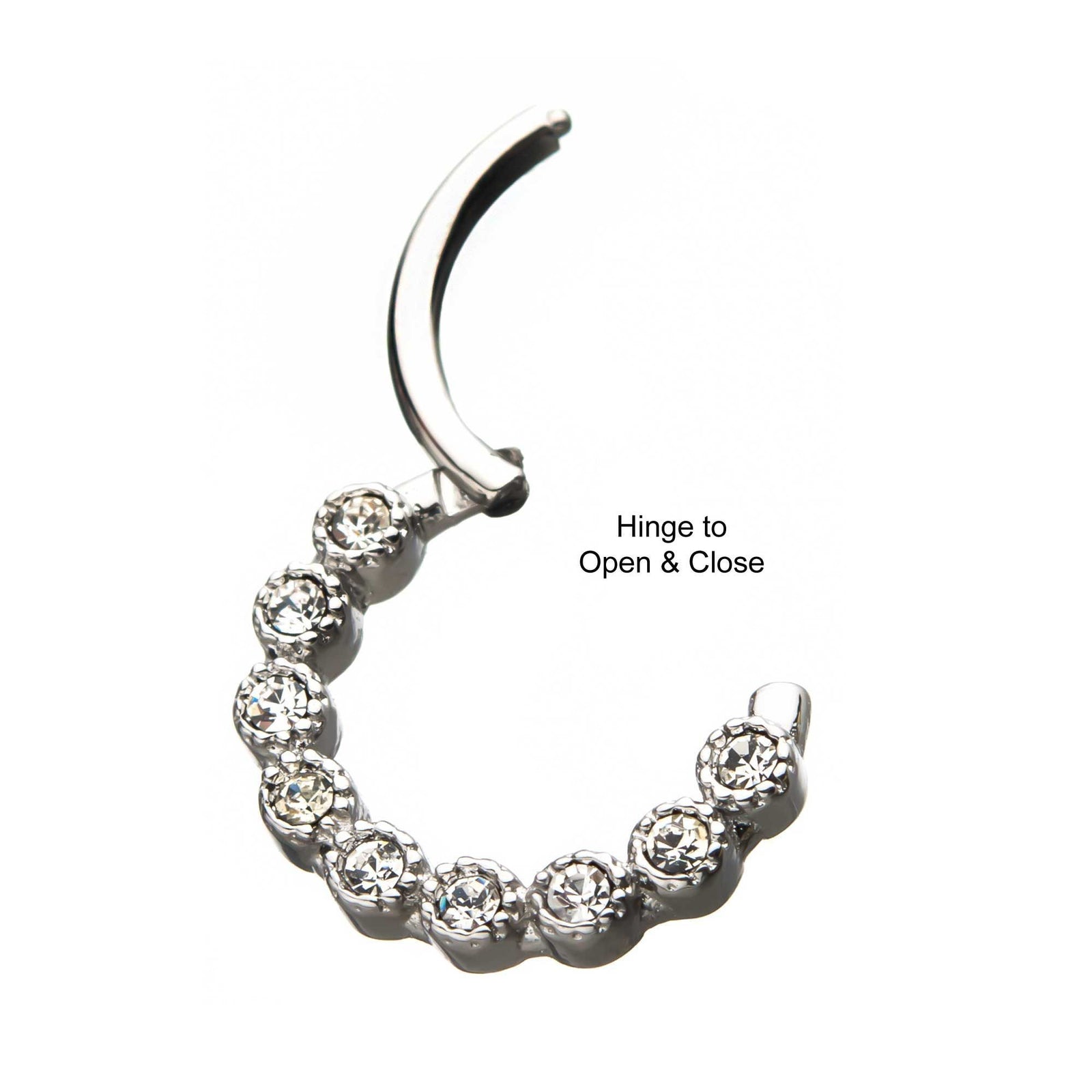 SEAMLESS CLICKER 9 Gem Scalloped Bezel Edge Clicker Hinged Segment Hoop Clicker sbvsgrhu611 -Rebel Bod-RebelBod