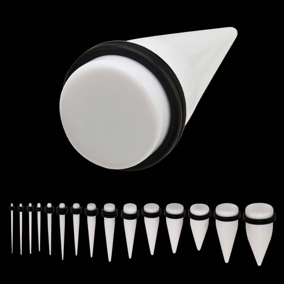 Tapers - Straight Acrylic Solid White Tapers sbvtauwh - 1 Piece -Rebel Bod-RebelBod