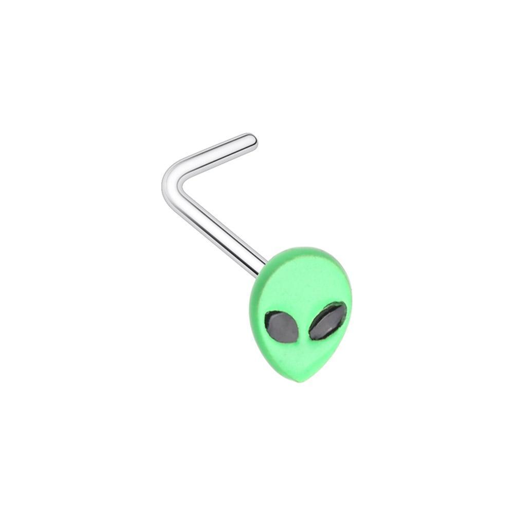 Nose Ring - L-Shaped Nose Ring Alien Head L-Shape Nose Ring -Rebel Bod-RebelBod