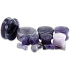 Plugs Earrings - Double Flare All Natural Amethyst Stone Double Flare Plugs - 1 Pair -Rebel Bod-RebelBod