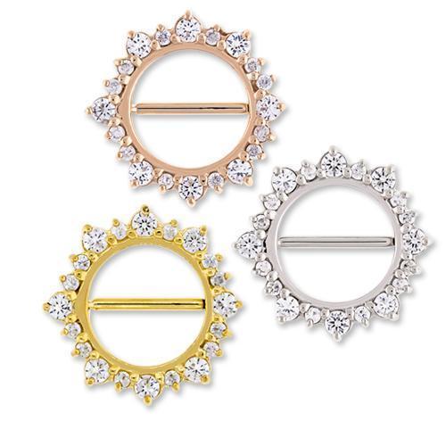 Nipple Shield Alternating Gem / Opal Nipple Clicker Shield - 1 Piece -Rebel Bod-RebelBod