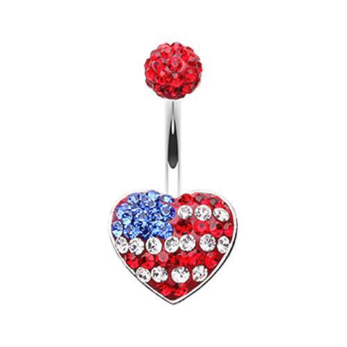 American Flag Heart Multi-Sprinkle Dot Belly Button Ring