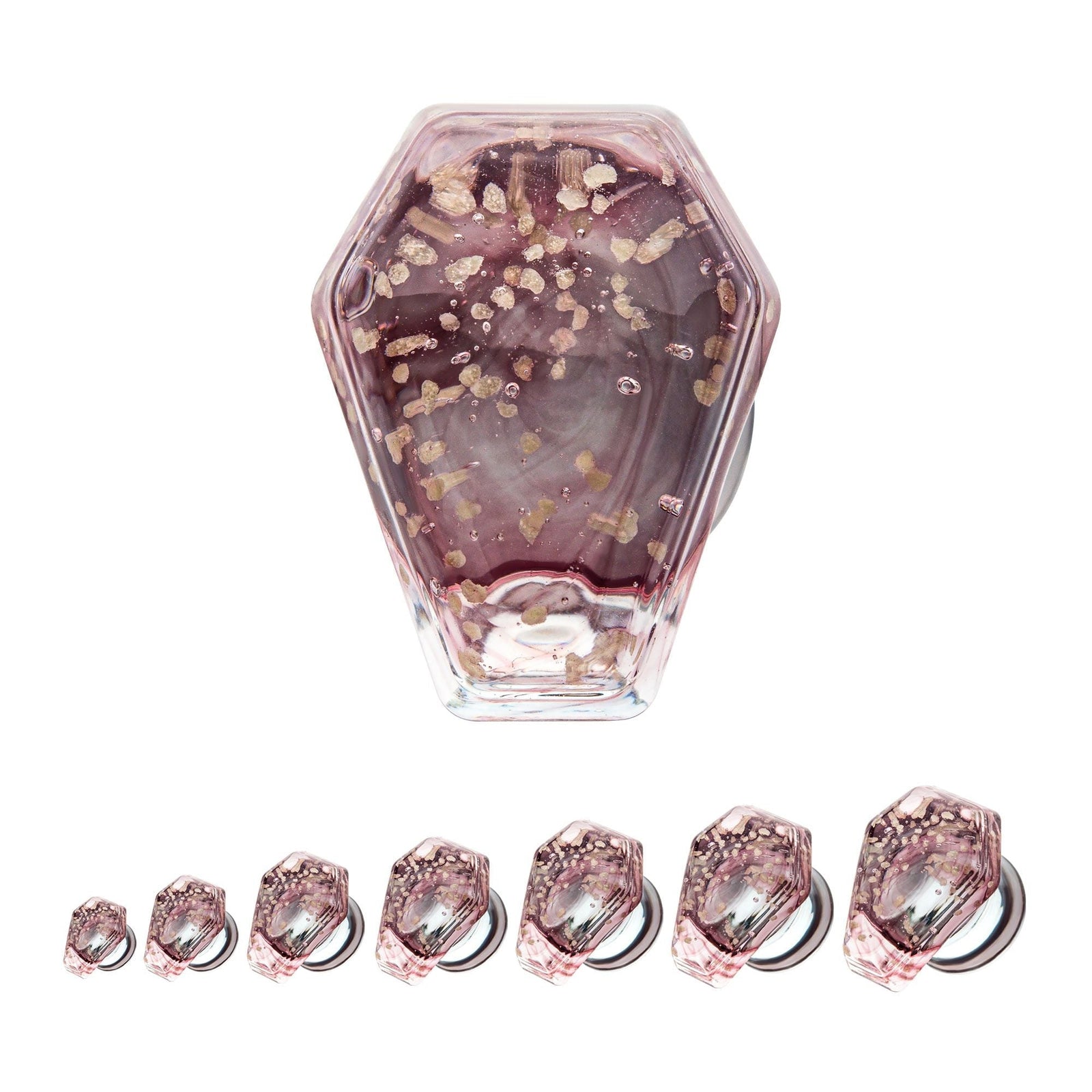 TBD-Organics Amethyst Glass Glow in the dark Coffin Double Flare Plug -Rebel Bod-RebelBod