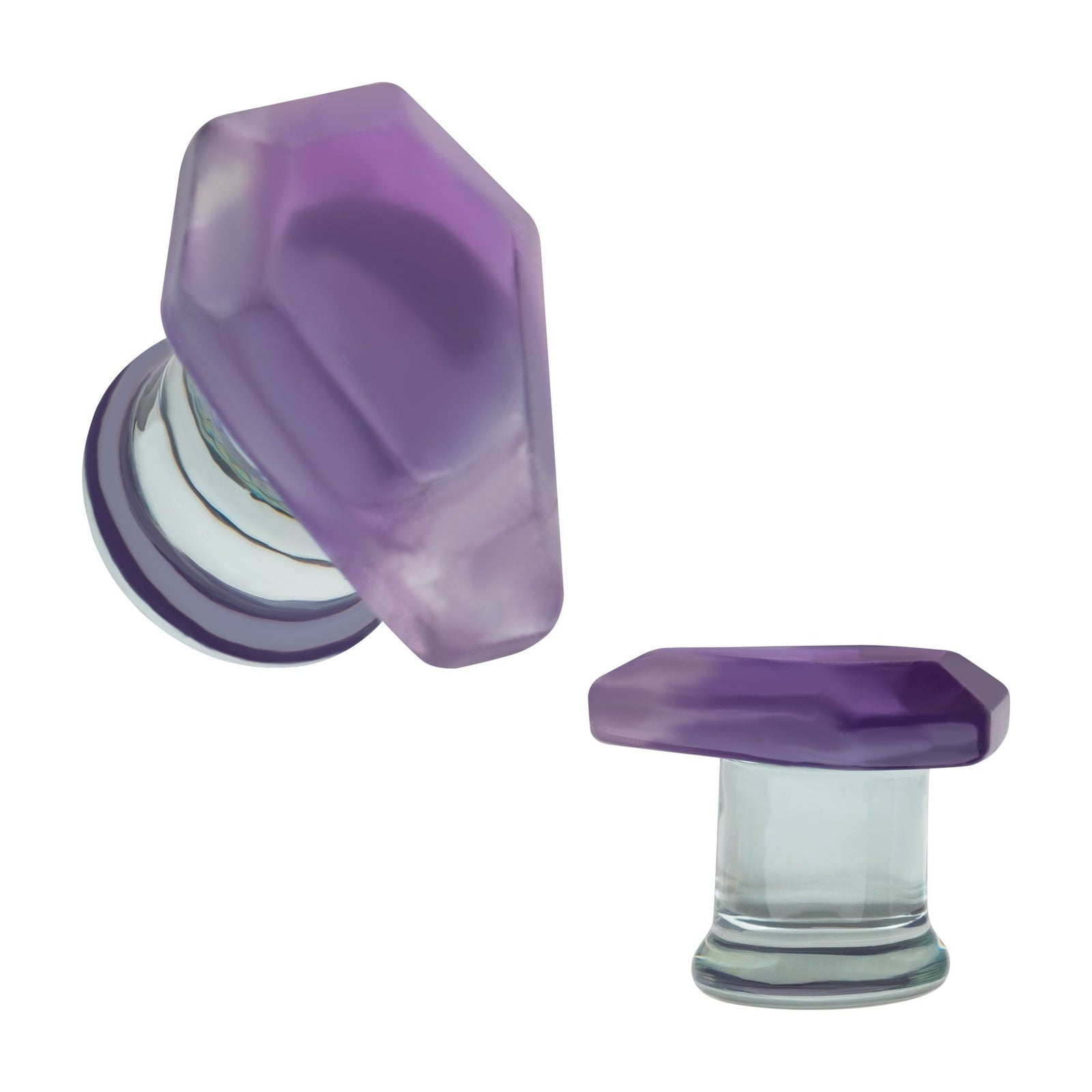 TBD-Organics Amethyst Stone Coffin Double Flare Glass Plug -Rebel Bod-RebelBod